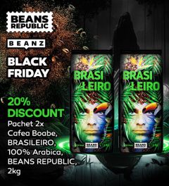 Pachet 2x Cafea Boabe, BRASILEIRO, 100% Arabica, BEANS REPUBLIC, 2kg